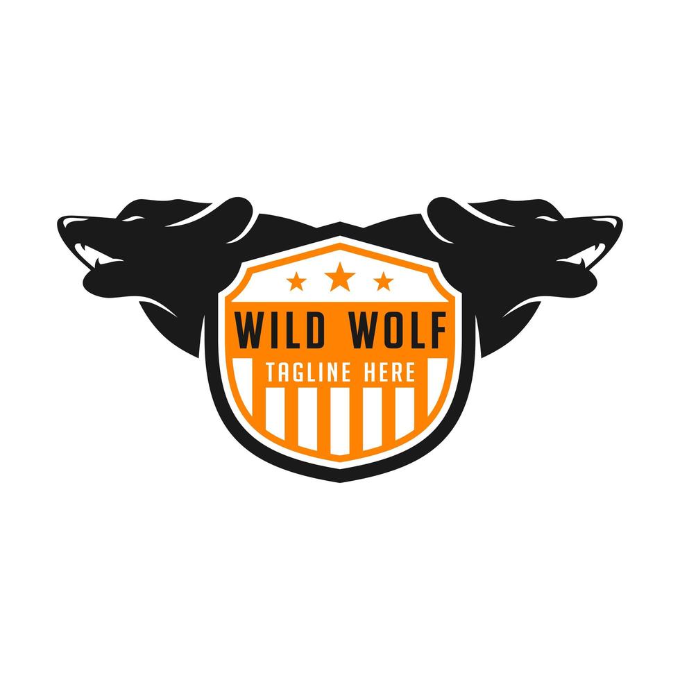 Wolfsschild-Logo-Design-Vorlage vektor