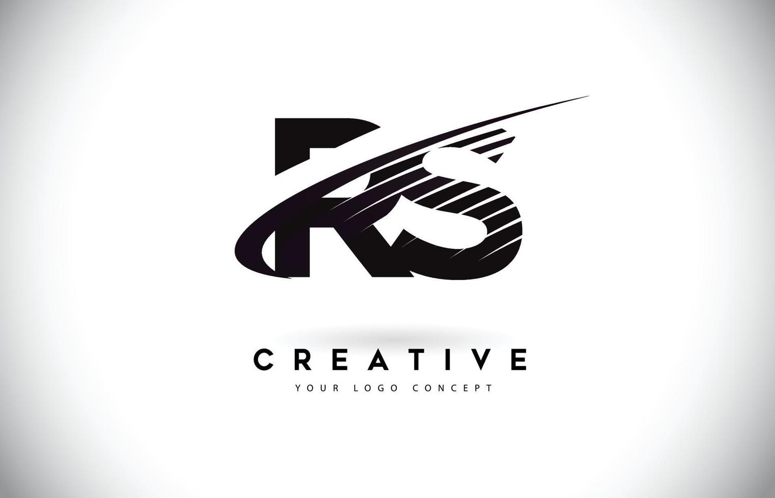 rs rs brief logo design mit swoosh und schwarzen linien. vektor