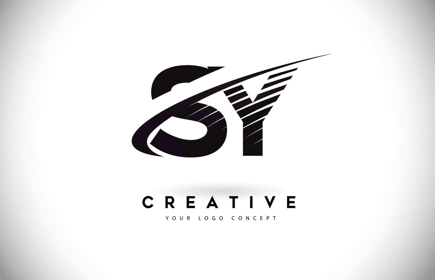 sy sy brief Logo-Design mit Swoosh und schwarzen Linien. vektor