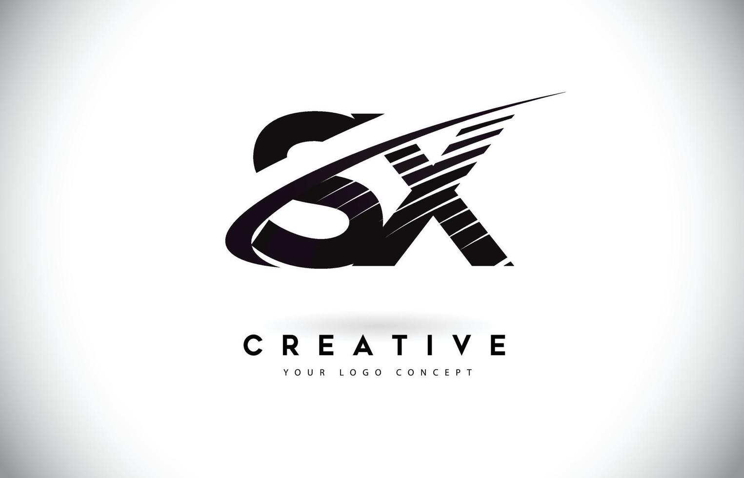 sx sx letter logotypdesign med swoosh och svarta linjer. vektor