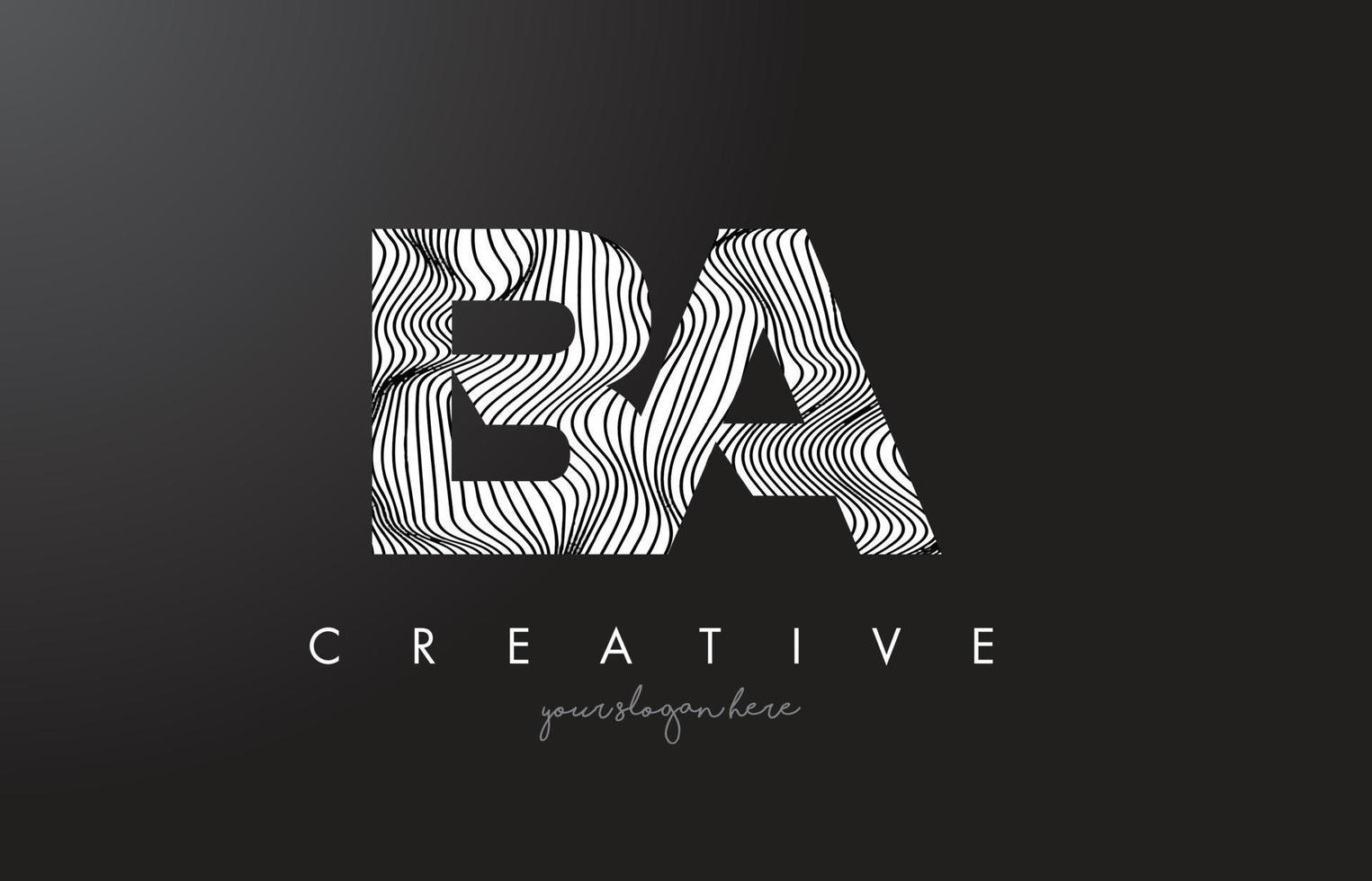 ba ba brev logotyp med zebra linjer textur design vektor. vektor