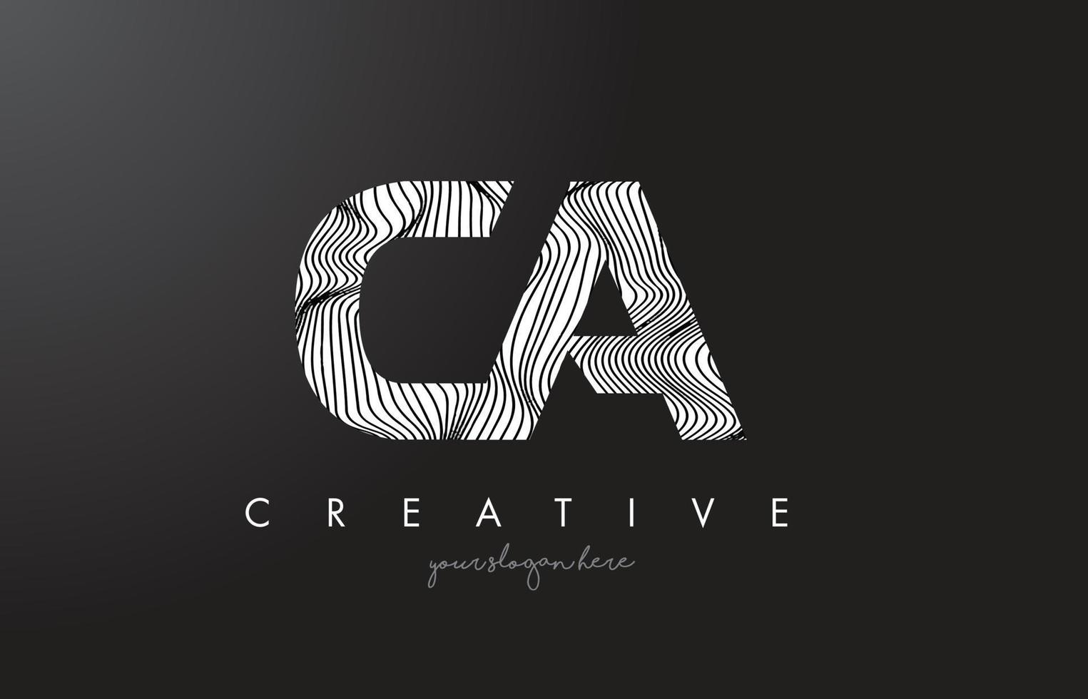 ca ca brev logotyp med zebra linjer textur design vektor. vektor