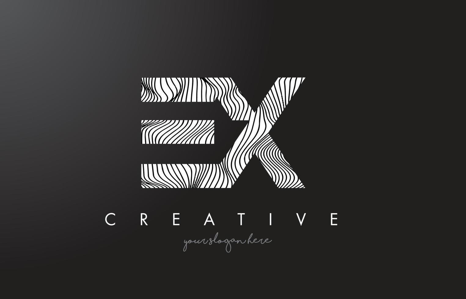 ex ex brev logotyp med zebra linjer textur design vektor. vektor