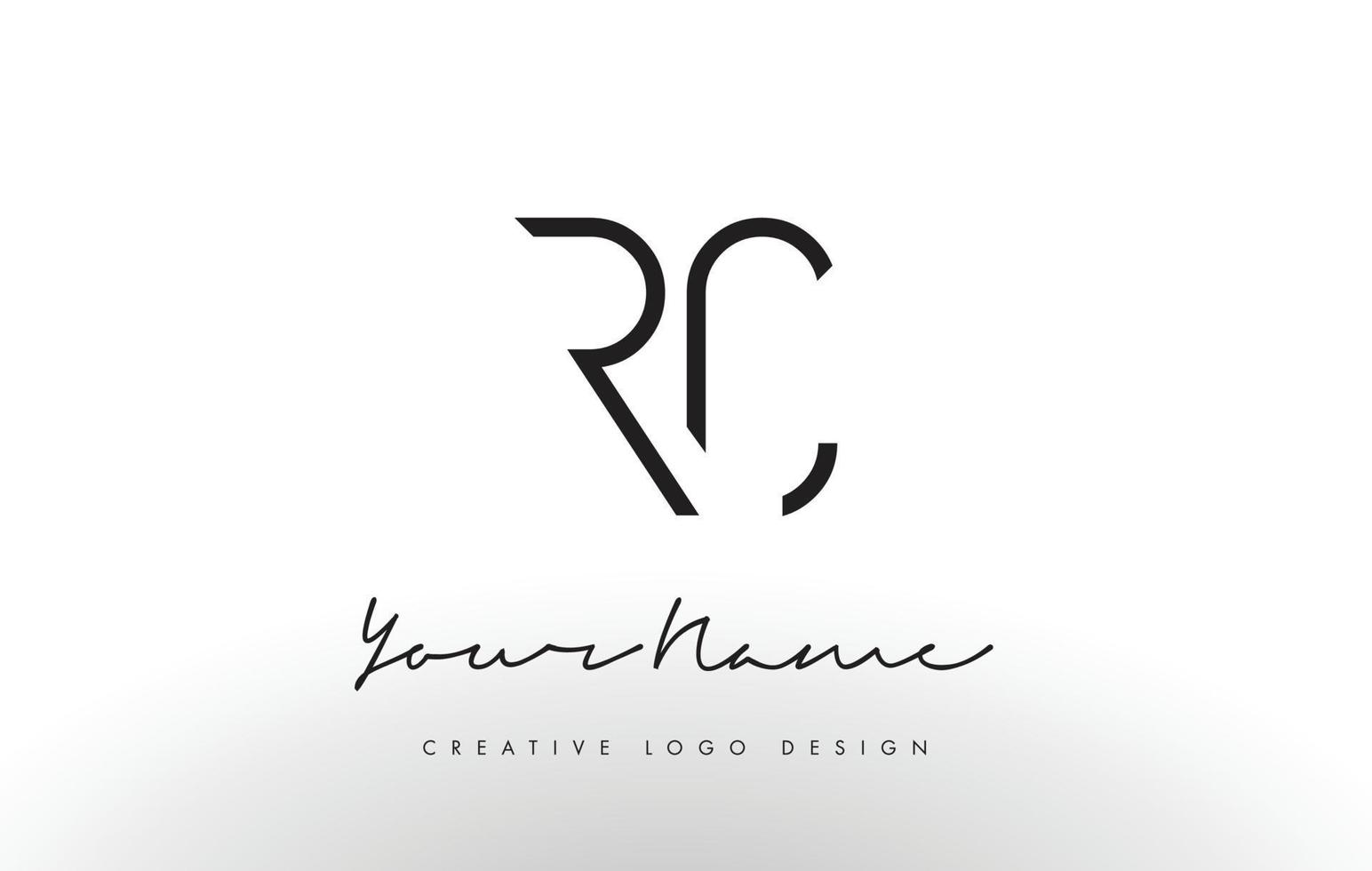 rc buchstaben logo design schlank. kreatives einfaches schwarzes Buchstabenkonzept. vektor