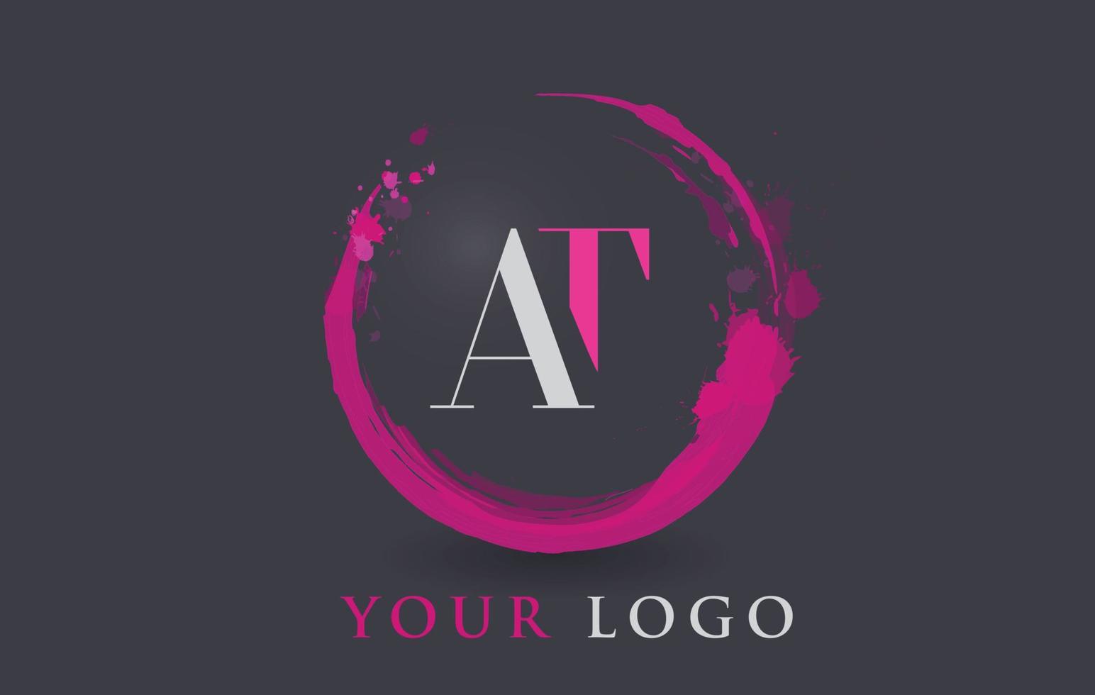 på brev logotyp cirkulär lila stänk borste koncept. vektor