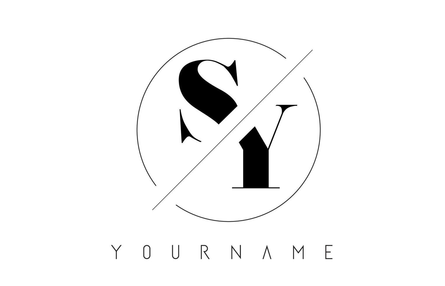sy-Brief-Logo mit geschnittenem und gekreuztem Design vektor