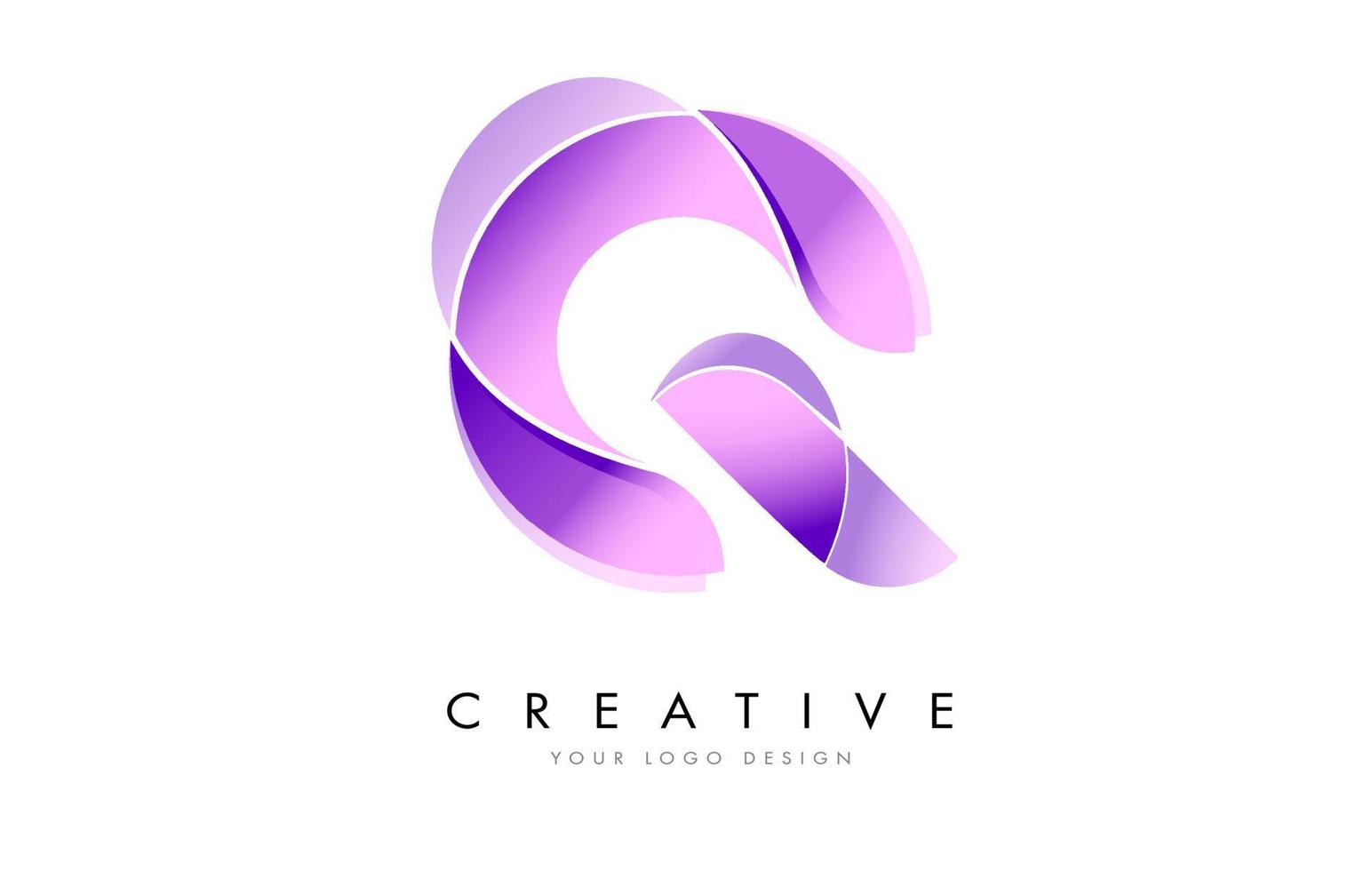 Buchstabe q Logo-Design mit seidiger Textur und fließendem Look. vektor
