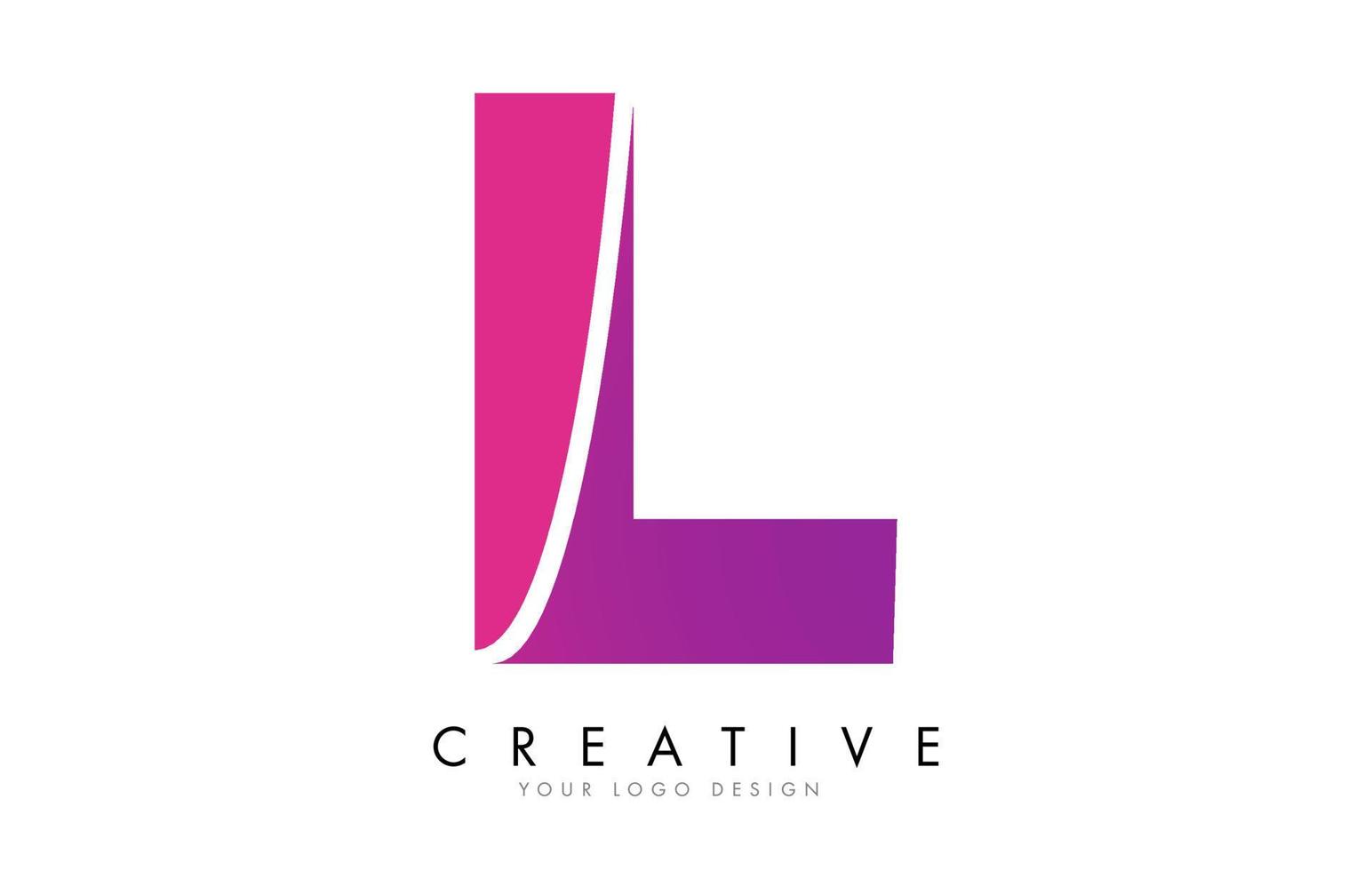 l-Brief-Logo-Design mit Bandeffekt und hellrosa Farbverlauf. vektor