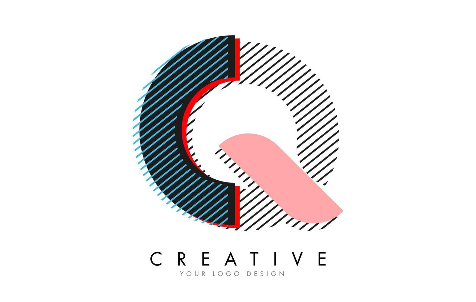 q Brief mit einem abstrakten Pop-Art-Logo-Design. vektor