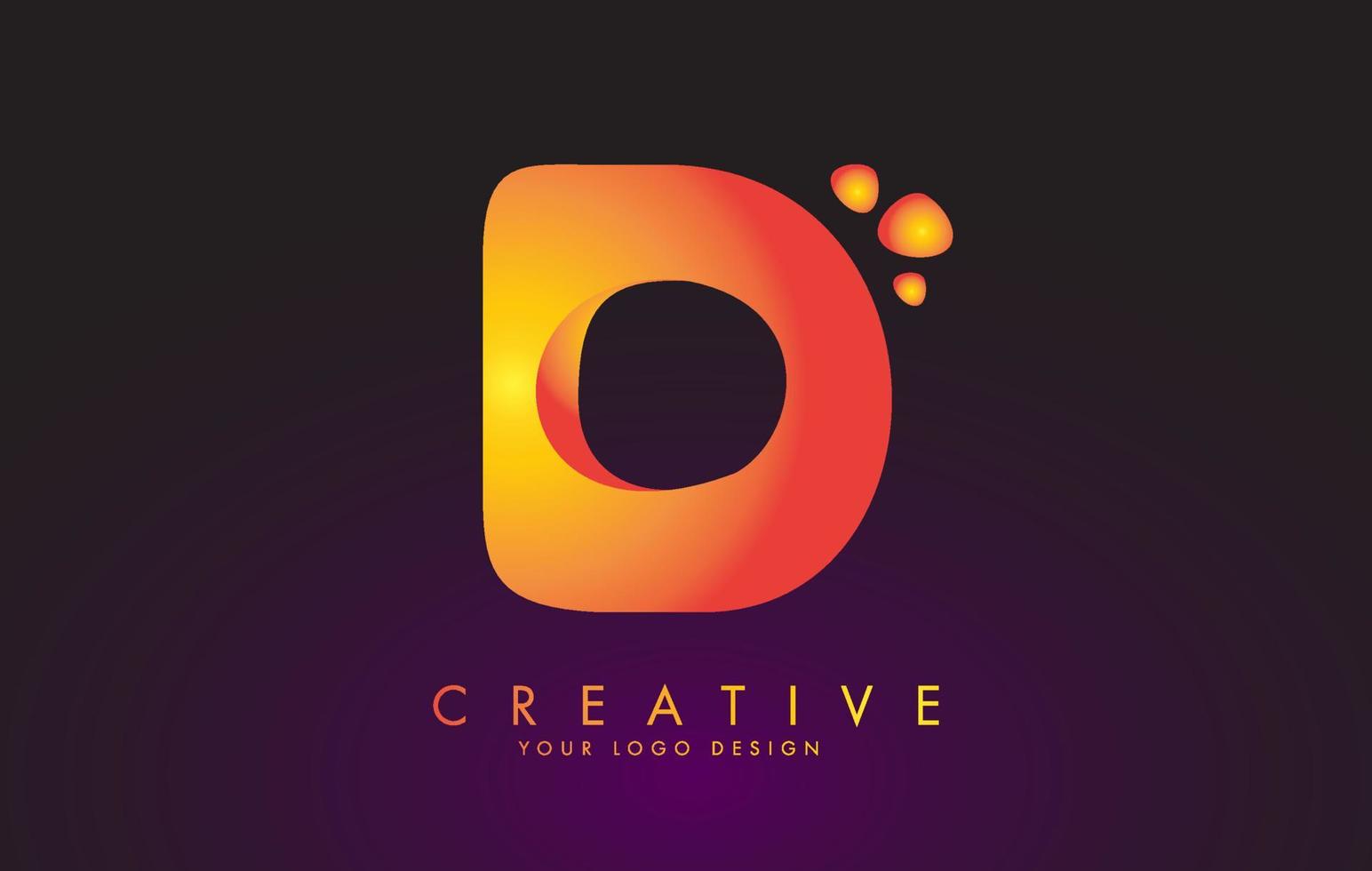 d-Brief-Logo-Design-Vorlage mit orangefarbenen Farben und Punkten. vektor