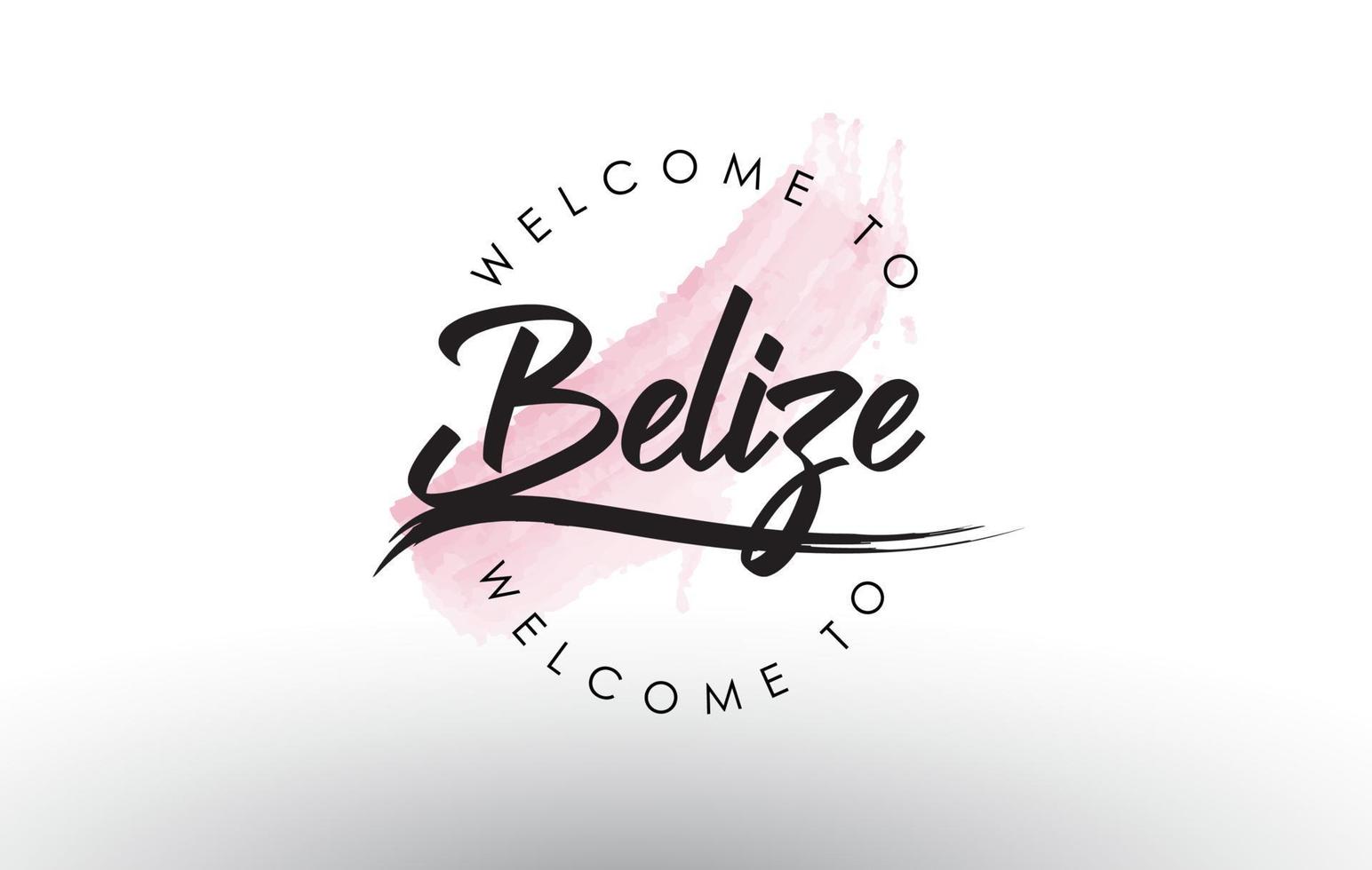 belize willkommen zum text mit aquarell rosa pinselstrich vektor