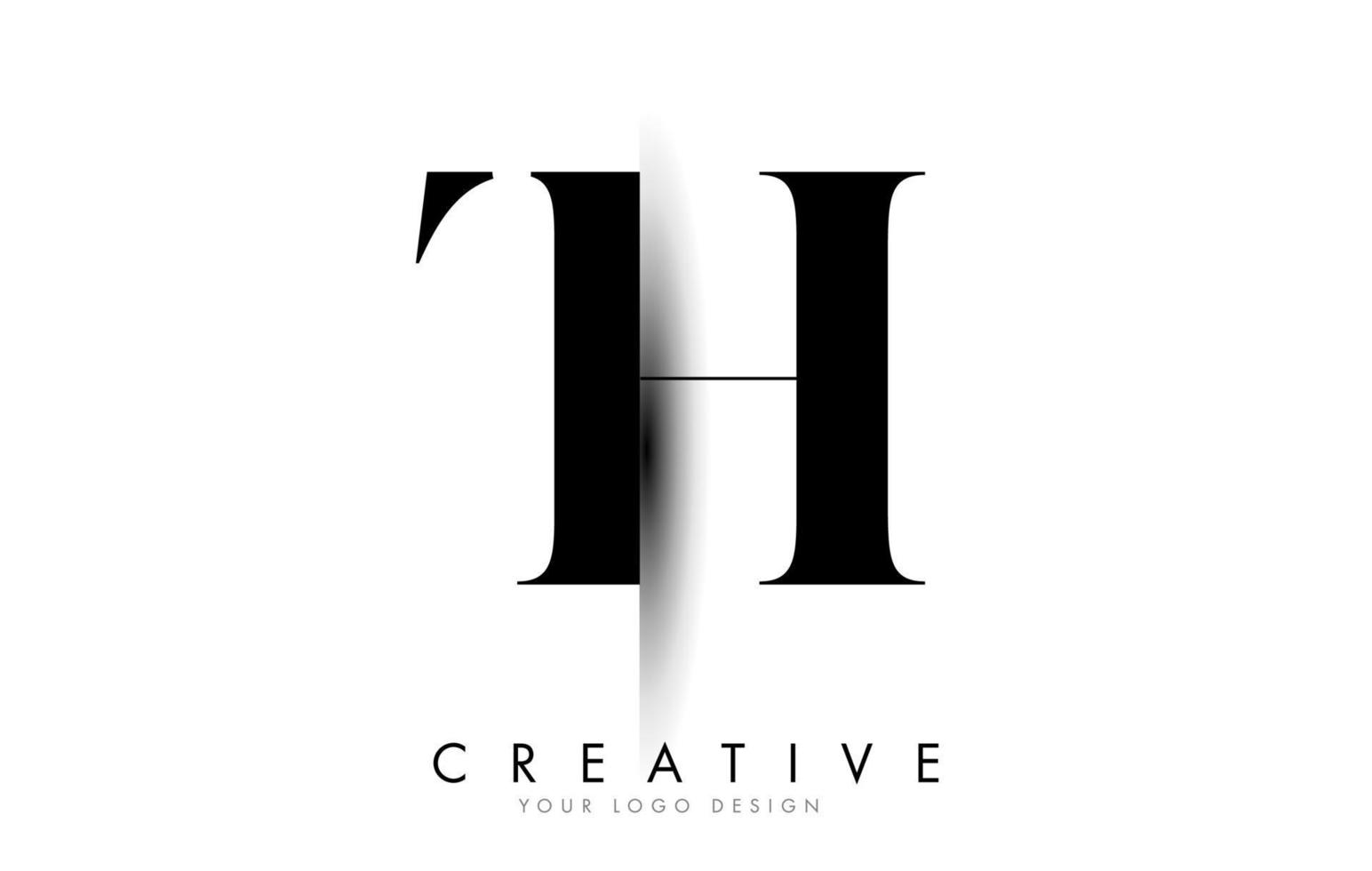th-Brief-Logo mit kreativem Schattenschnitt-Design. vektor