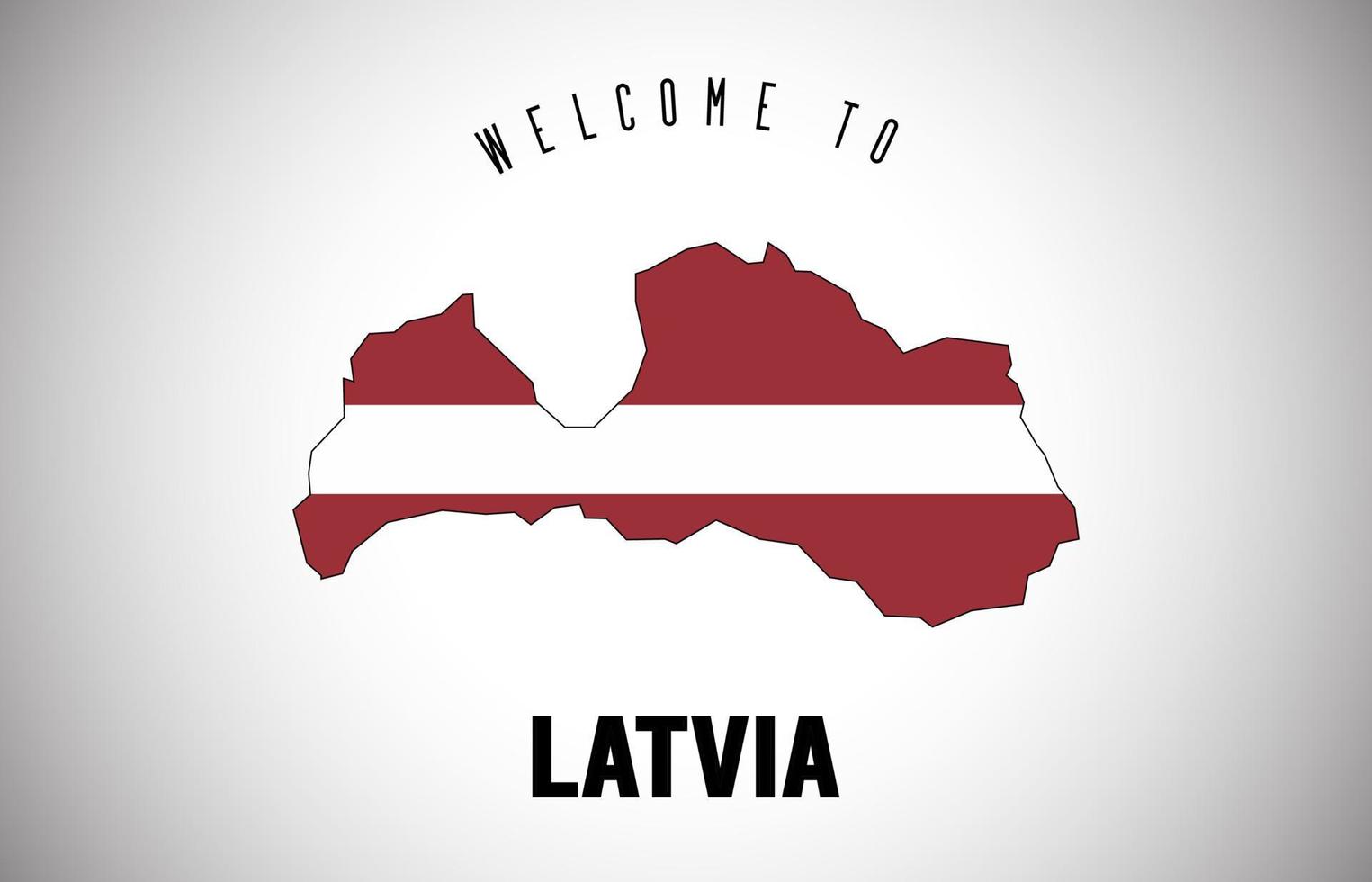 Lettland välkommen till text och landsflagga inuti landsgränskarta vektordesign. vektor
