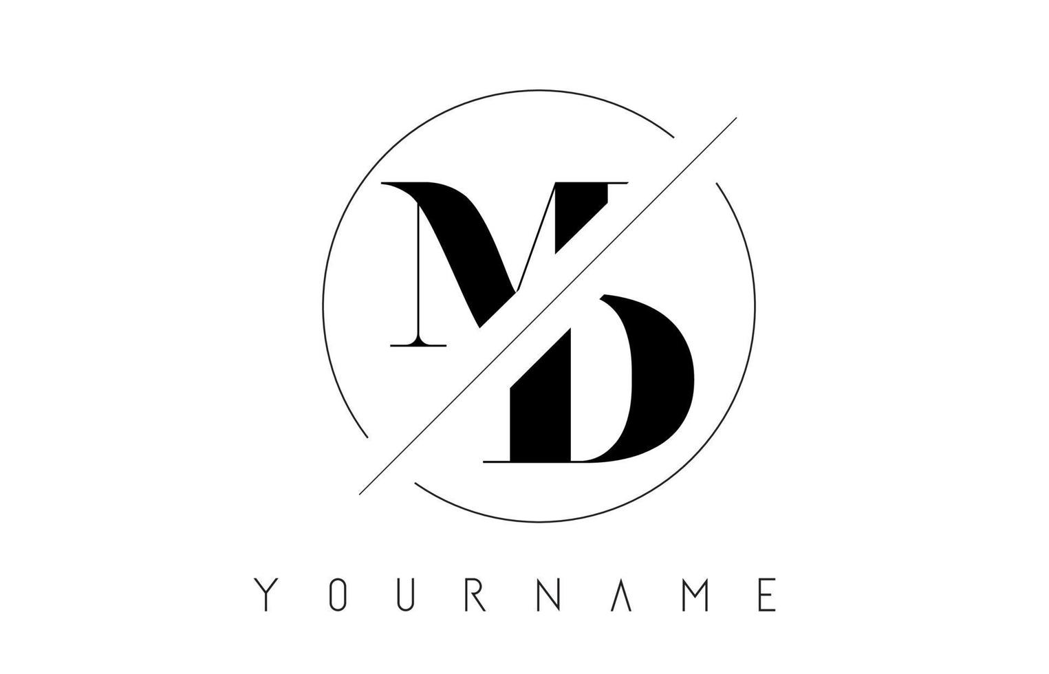 md-Brief-Logo mit geschnittenem und gekreuztem Design vektor