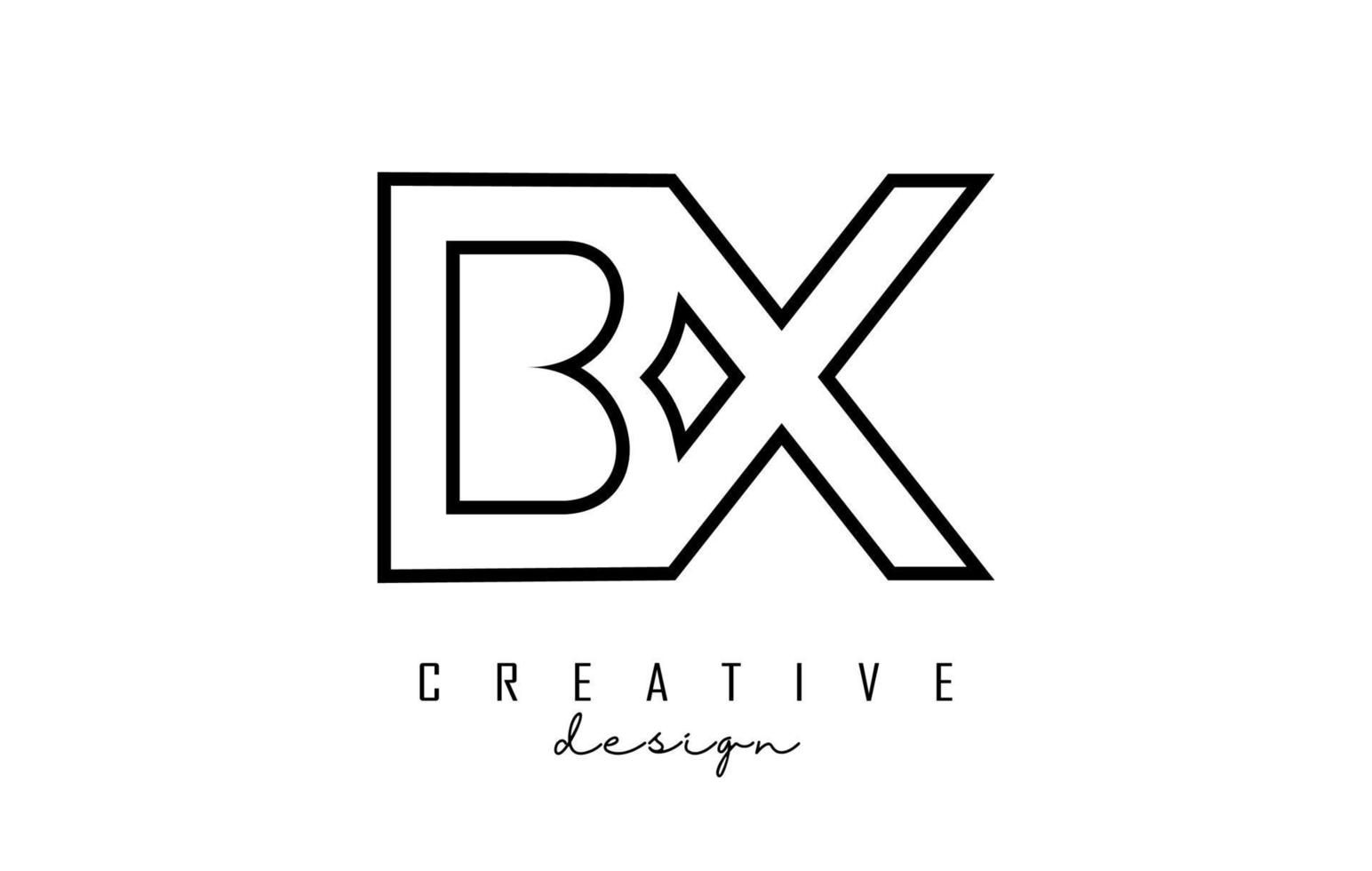 Outline-Bx-Buchstaben-Logo mit minimalistischem Design. geometrisches Buchstabenlogo. vektor