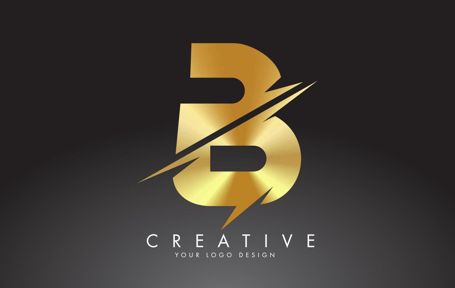 Goldenes B-Brief-Logo-Design mit kreativen Schnitten. vektor