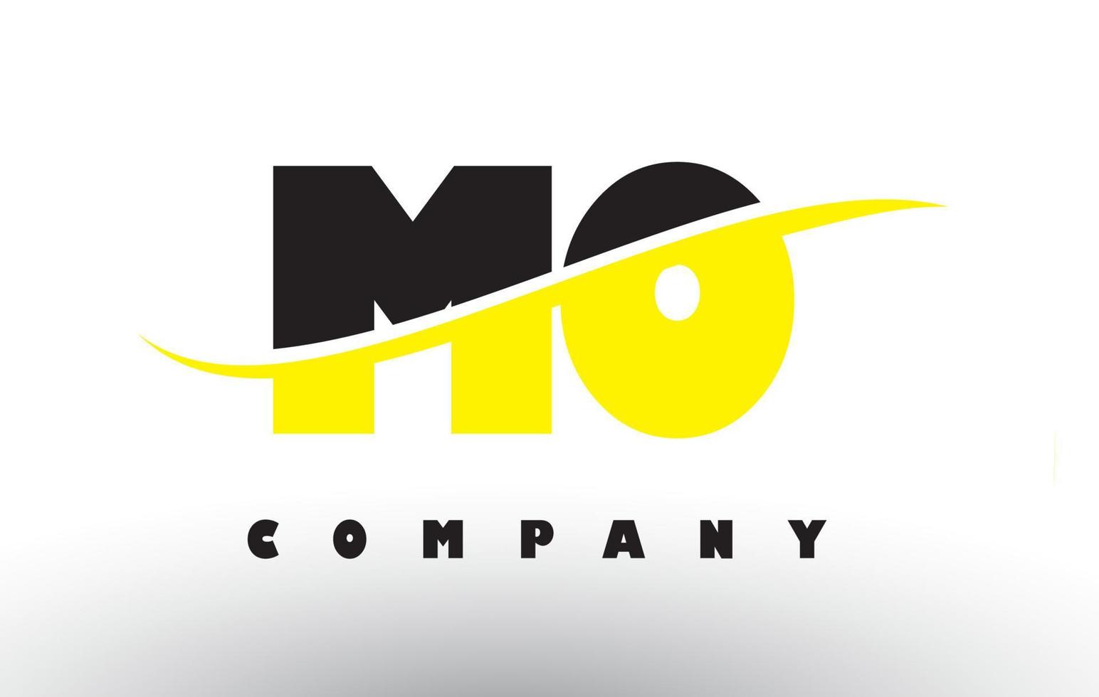 mo mo svart och gul bokstavslogotyp med swoosh. vektor