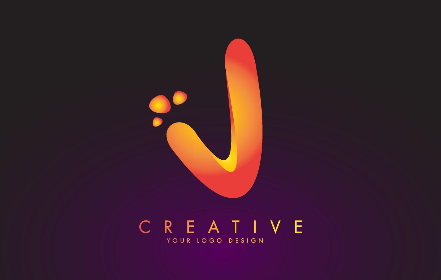 j Brief Logo-Design-Vorlage mit orangefarbenen Farben und Punkten. vektor