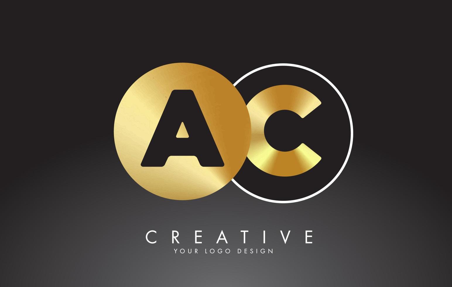 goldene buchstaben ac ac logo mit minimalistischem design. einfaches AC-Symbol mit kreisförmigem Namensmuster. vektor