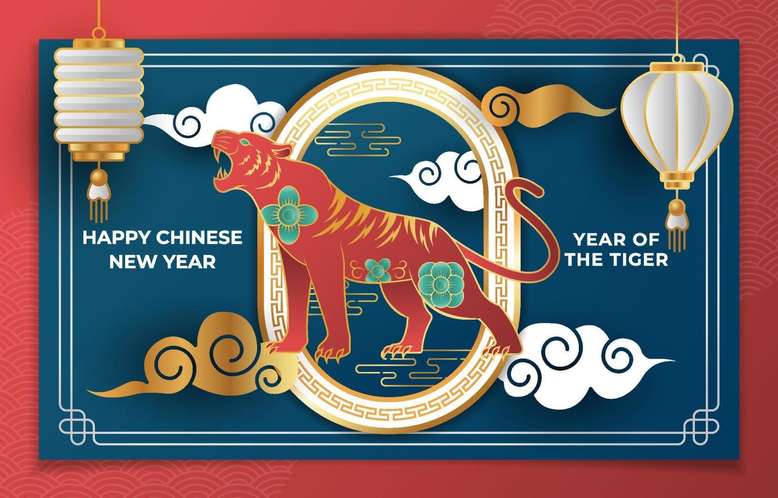 kinesiskt nyår 2022 år av tiger vektor