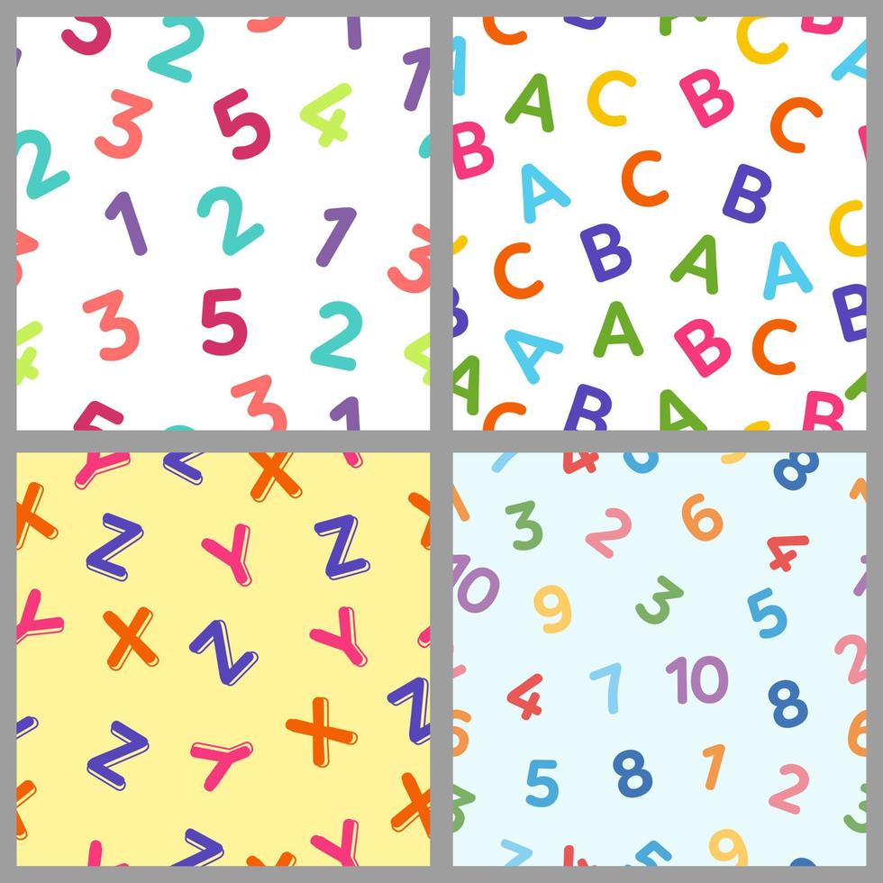 seamless mönster med siffror och alfabetet vektor
