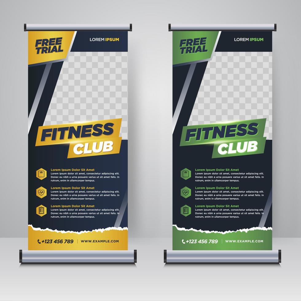 Fitness, Fitness-Studio Roll-Up-Banner-Design-Vorlage vektor