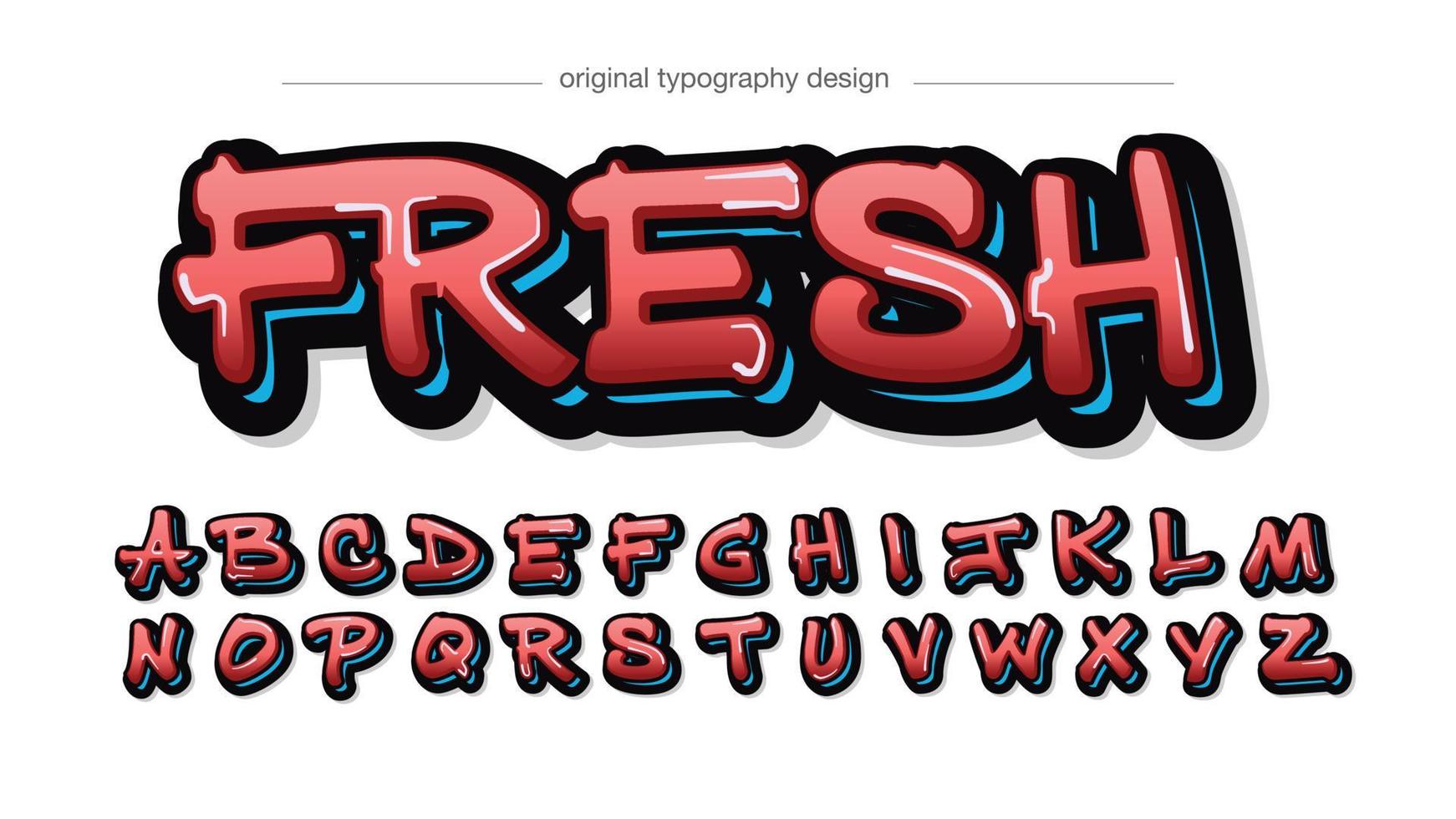 röd och blå fet graffiti typografi vektor