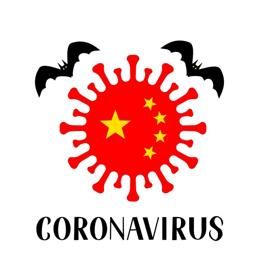 coronavirus vektorillustration med fladdermöss. kinesisk patogen respiratorisk wuhan corona virus 2019-ncov typografiaffisch. lätt att redigera mall för banner, flyer, broschyr, häfte, etc. vektor