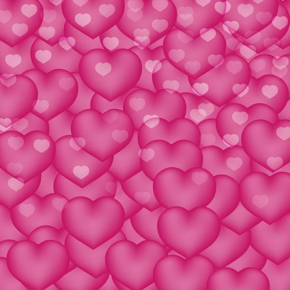 Pink Herzen 3D-Hintergrund. Valentinstag glänzende Grußkarte. romantische Vektorillustration. einfach zu bearbeitende Designvorlage. vektor