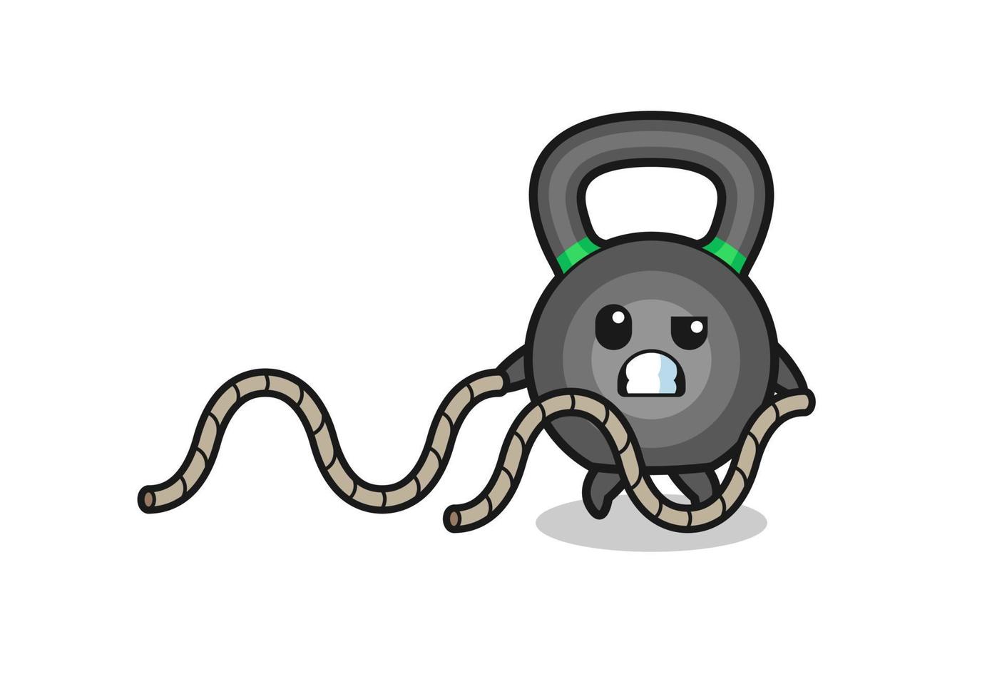 illustration av kettlebell gör battle rope workout vektor