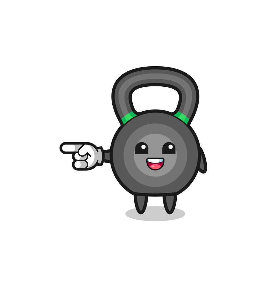 kettlebell tecknad med pekande vänster gest vektor