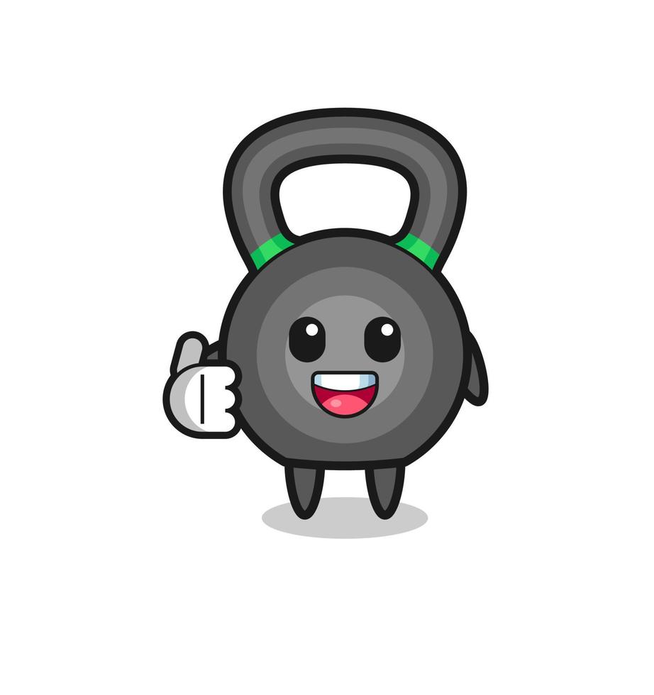 kettlebell maskot gör tummen upp gest vektor