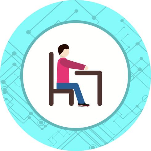 Sitter på Desk Icon Design vektor