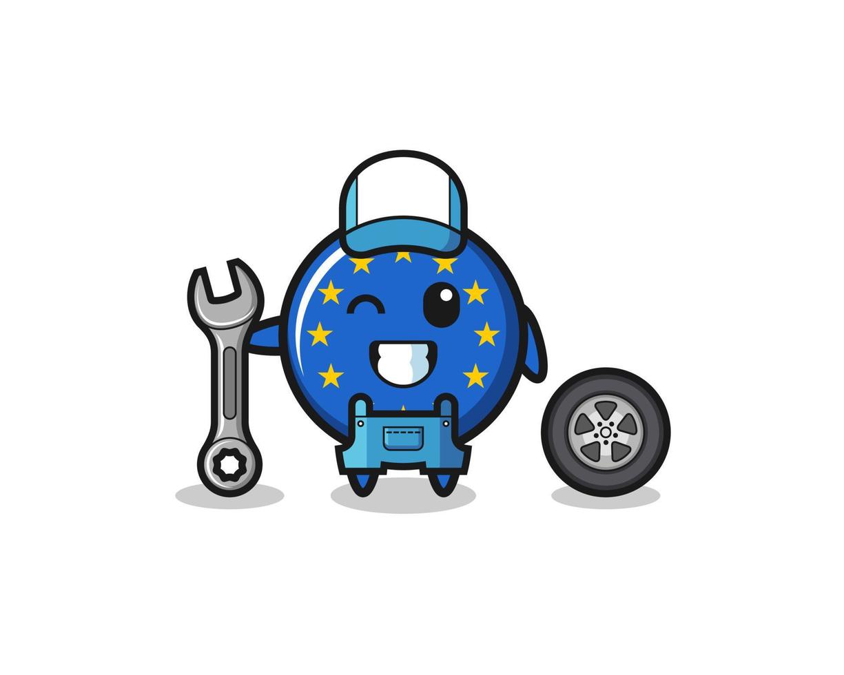 der Euroflaggencharakter als mechanisches Maskottchen vektor