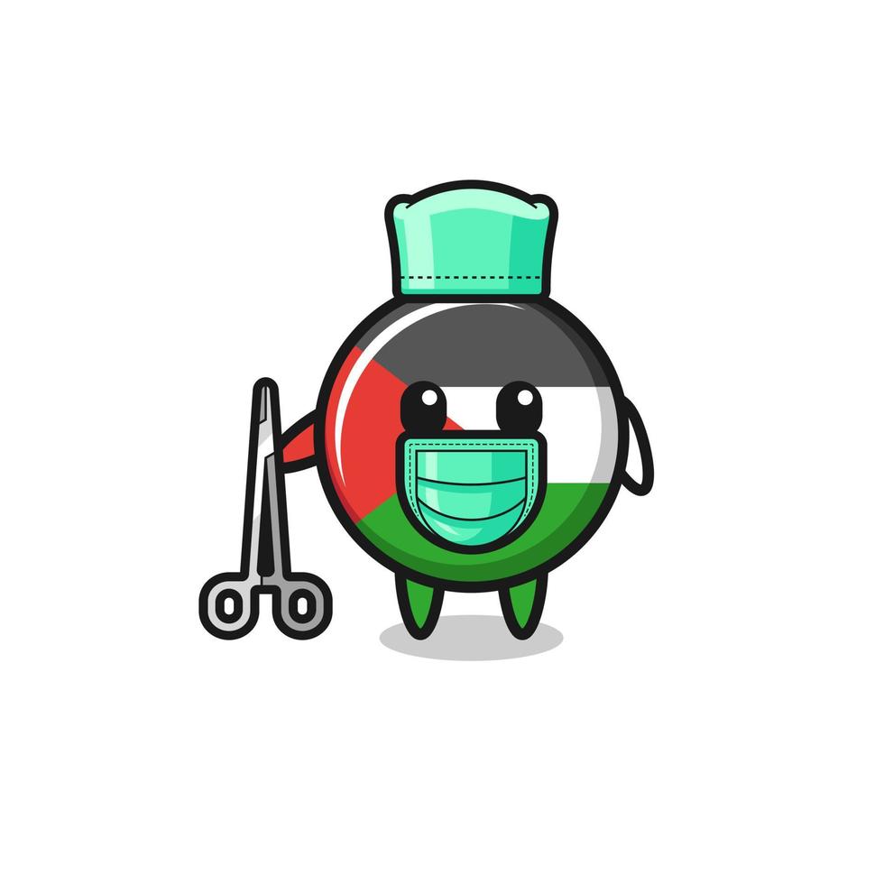 Chirurg Palästina Flagge Maskottchen Charakter vektor