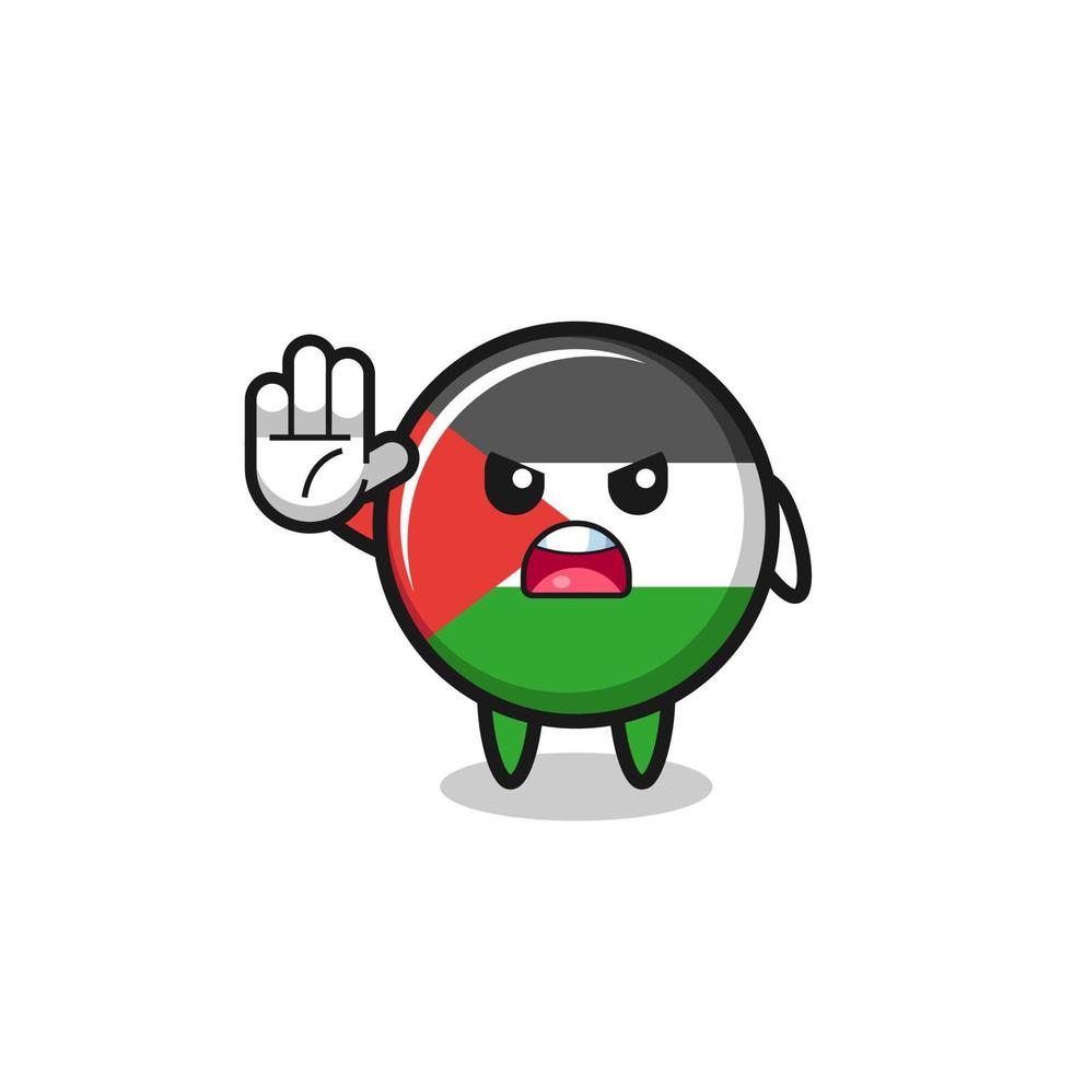 palestinska flaggan karaktär gör stopp gest vektor