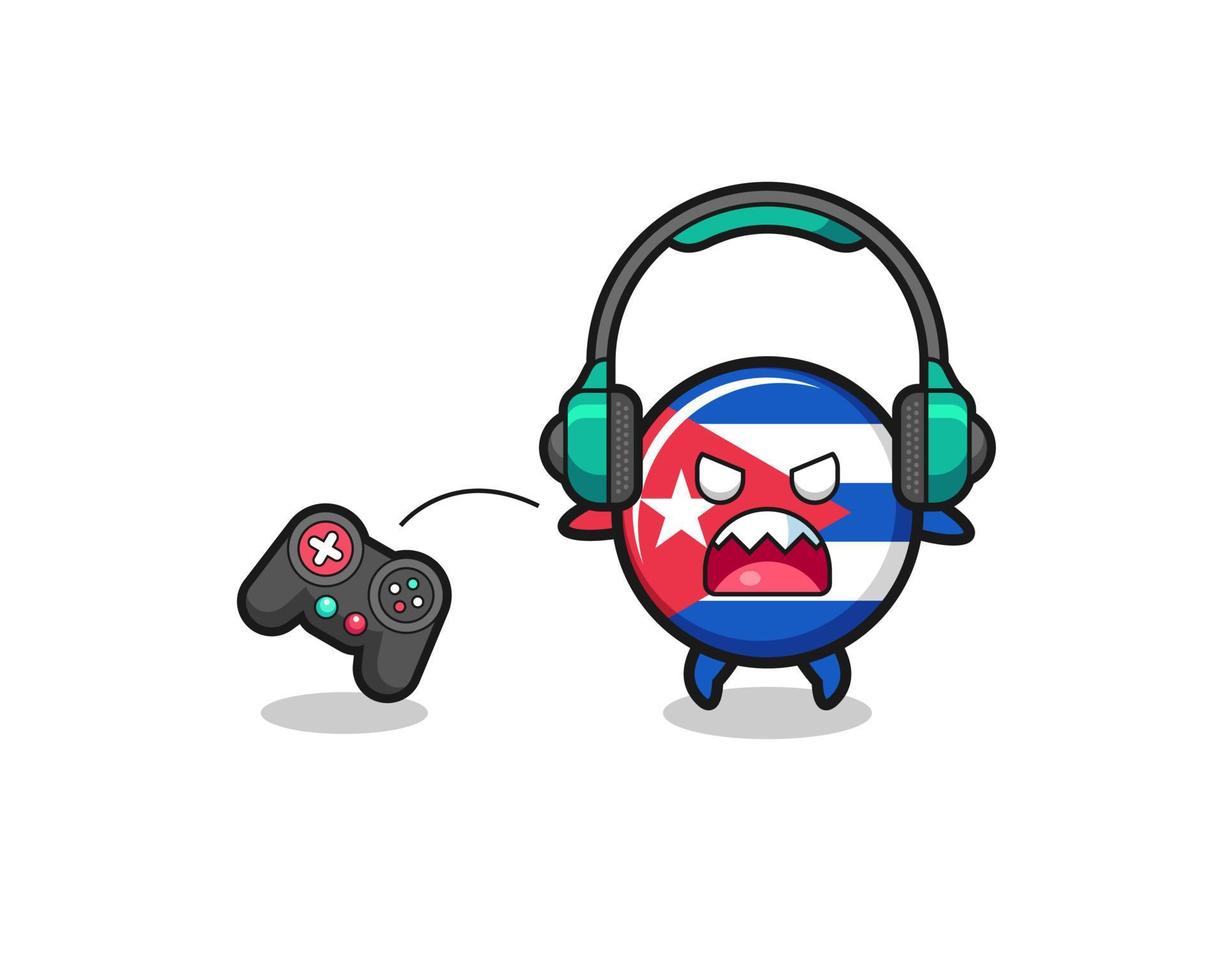 cuba flag gamer maskot är arg vektor