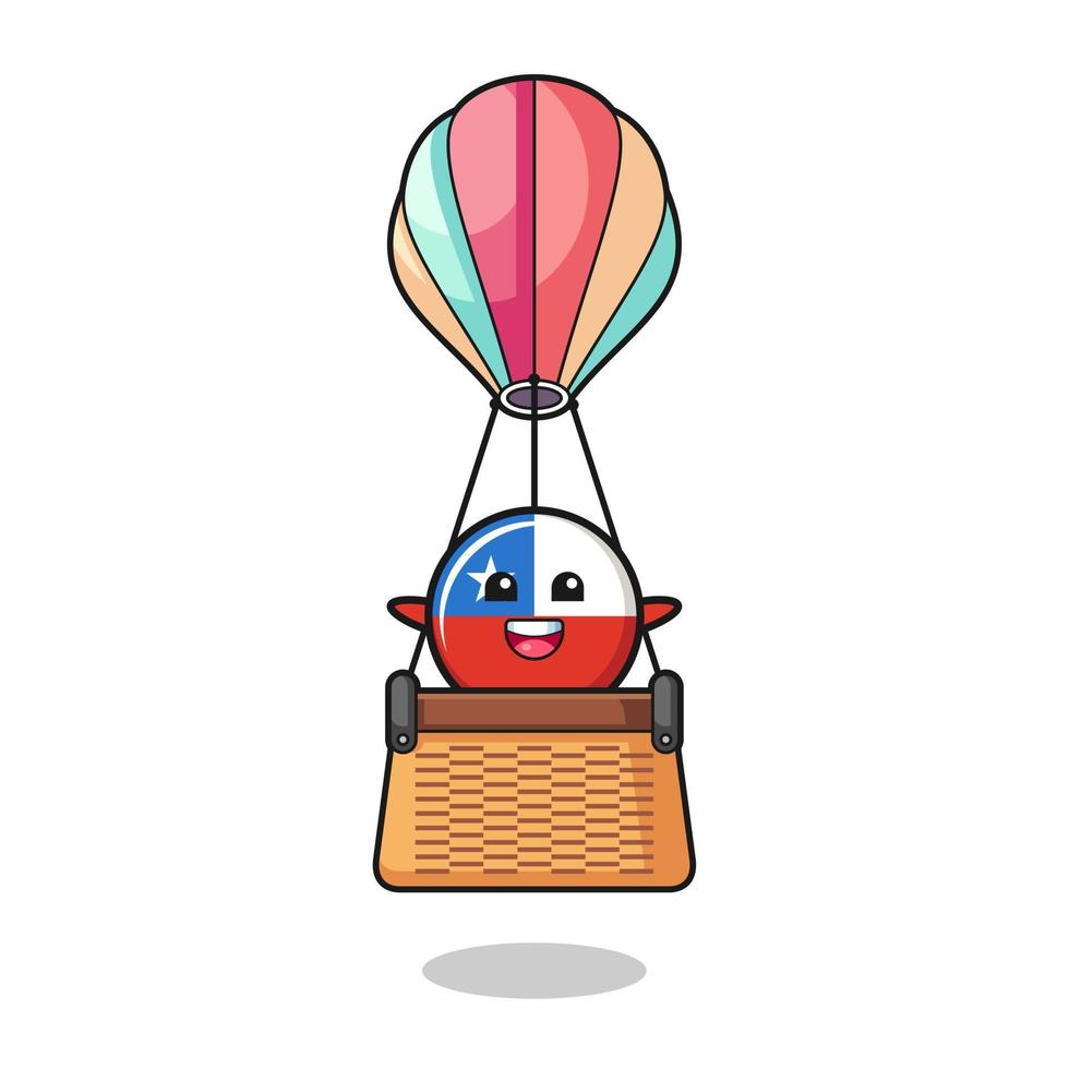 chile flaggmaskot rider på en luftballong vektor