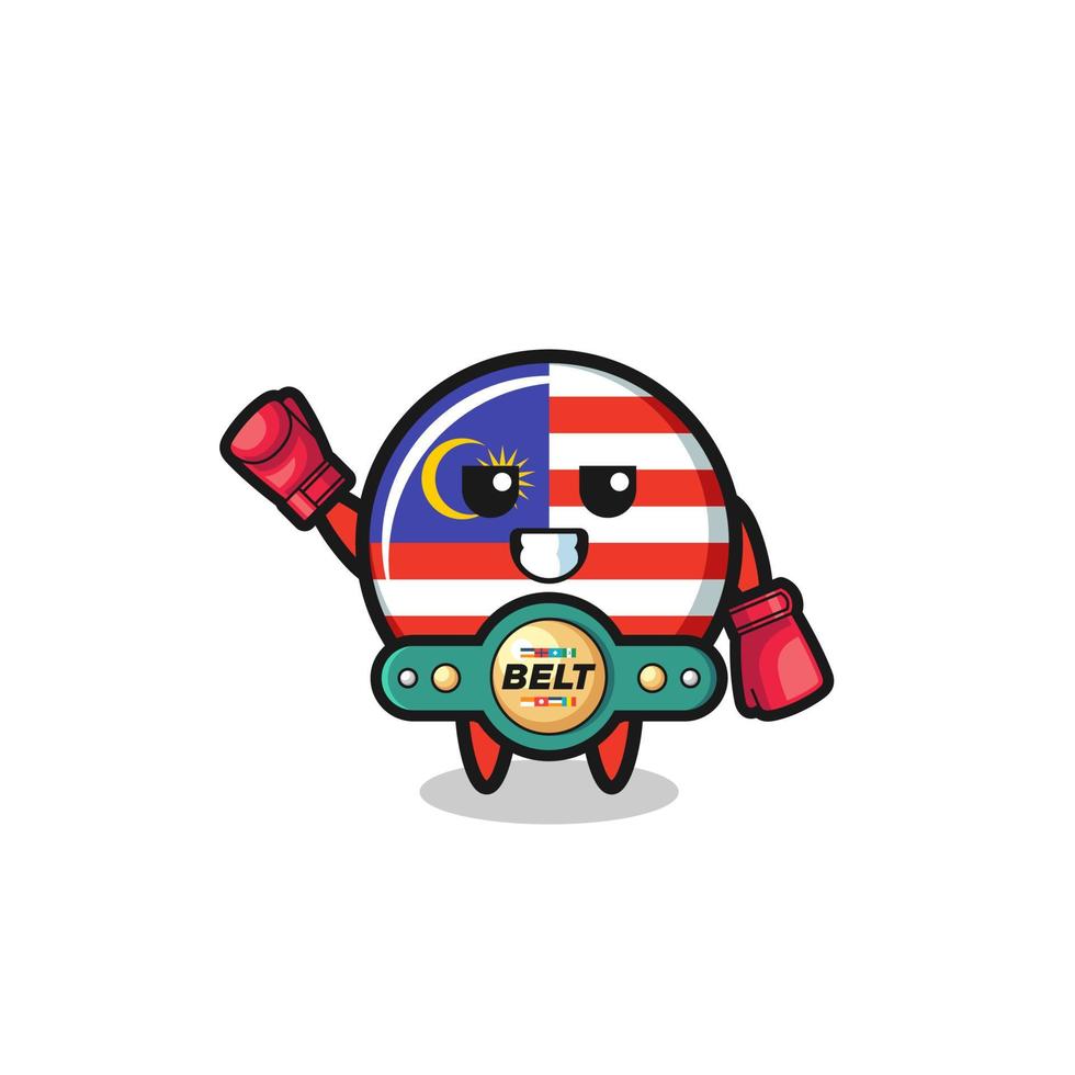 malaysia flagge boxer maskottchen charakter vektor