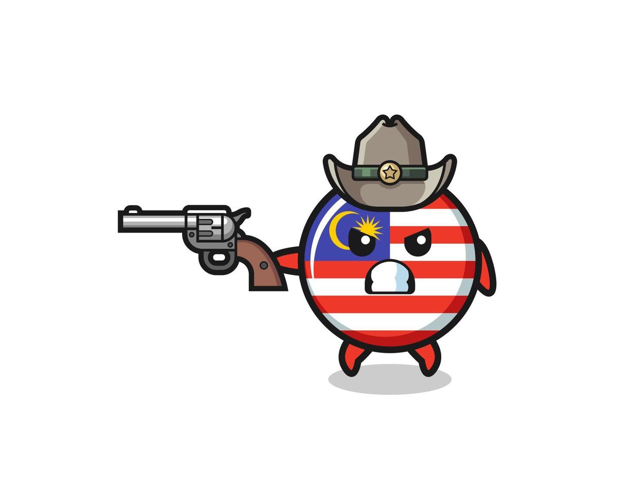 den malaysiska flaggan cowboy skjuter med en pistol vektor