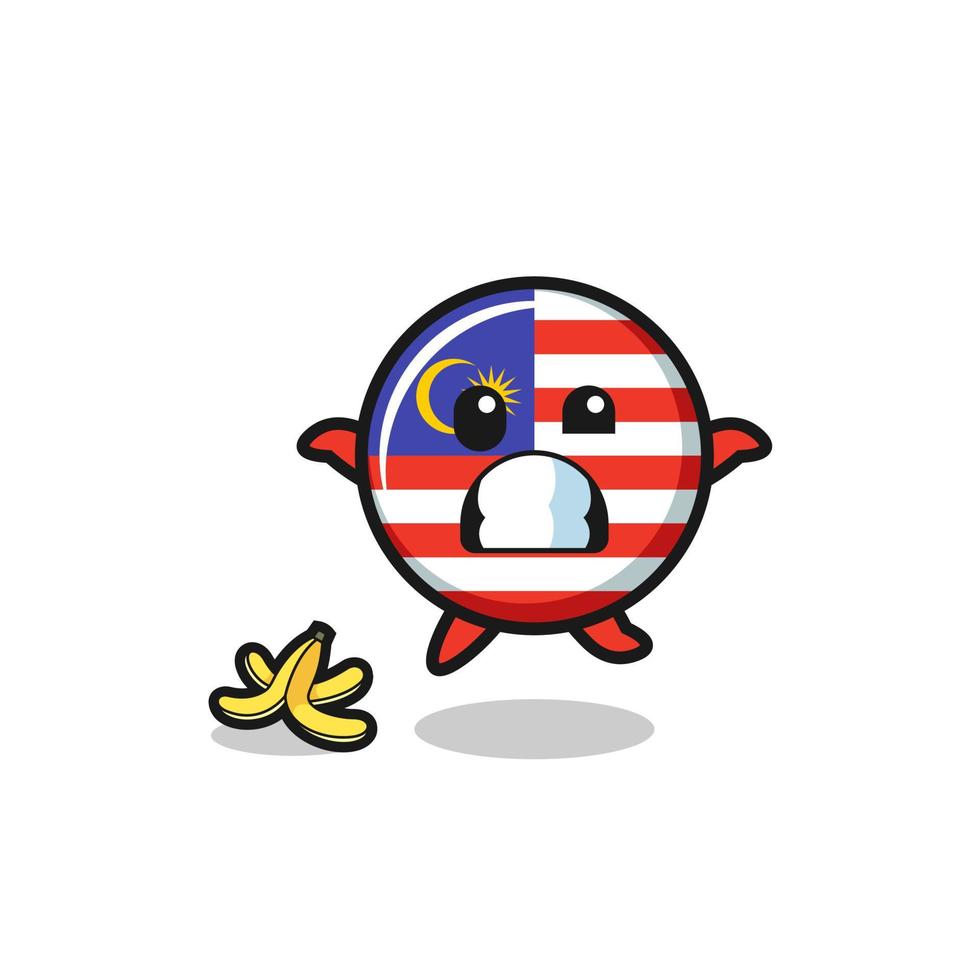 Malaysia-Flaggen-Cartoon ist auf einer Bananenschale rutschen vektor