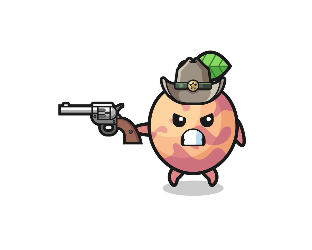Der Pluot-Frucht-Cowboy schießt mit einer Waffe vektor
