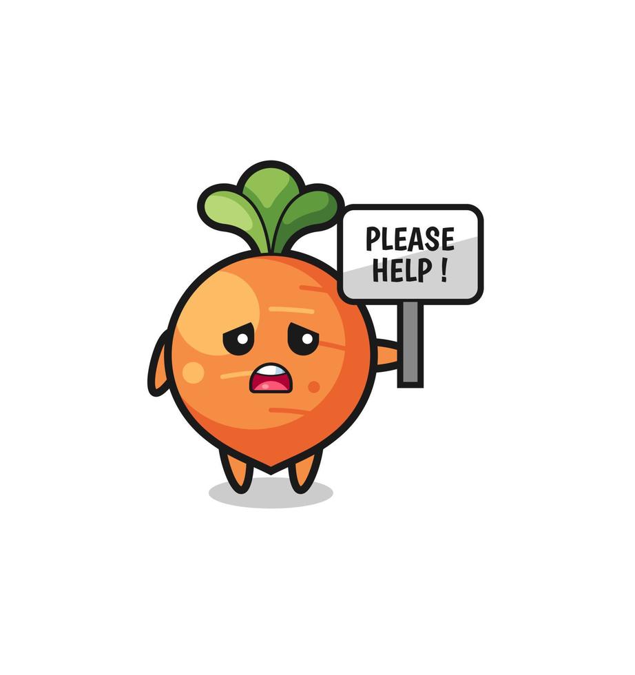 süße Karotte halte das Bitte um Hilfe-Banner vektor