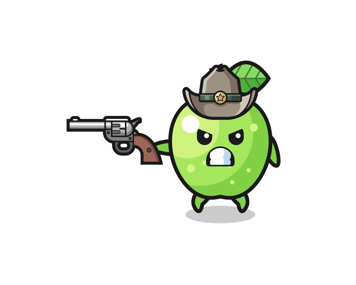 det gröna äpplet cowboy skjuter med en pistol vektor