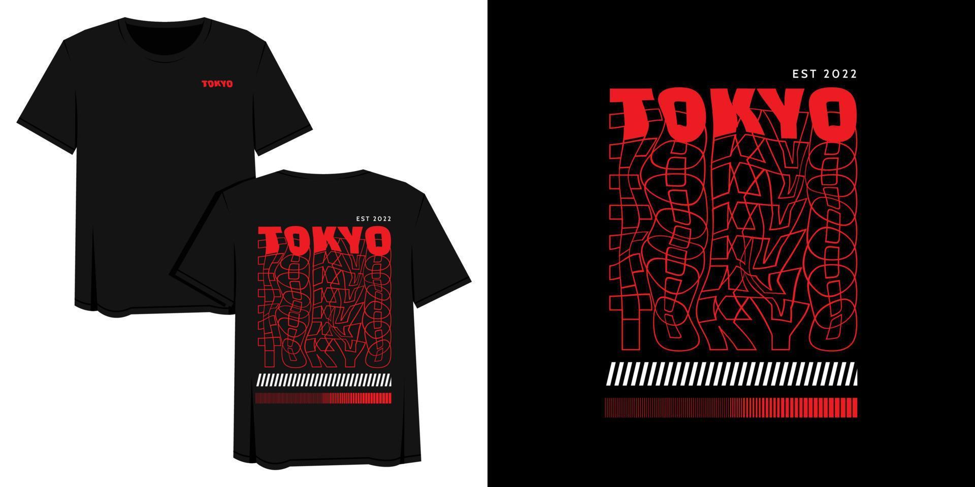 röda och vita streetwear grafisk design vektorillustration av tokyo japan vektor