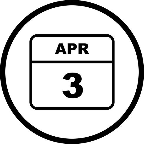 3 april Datum på en enkel dagskalender vektor