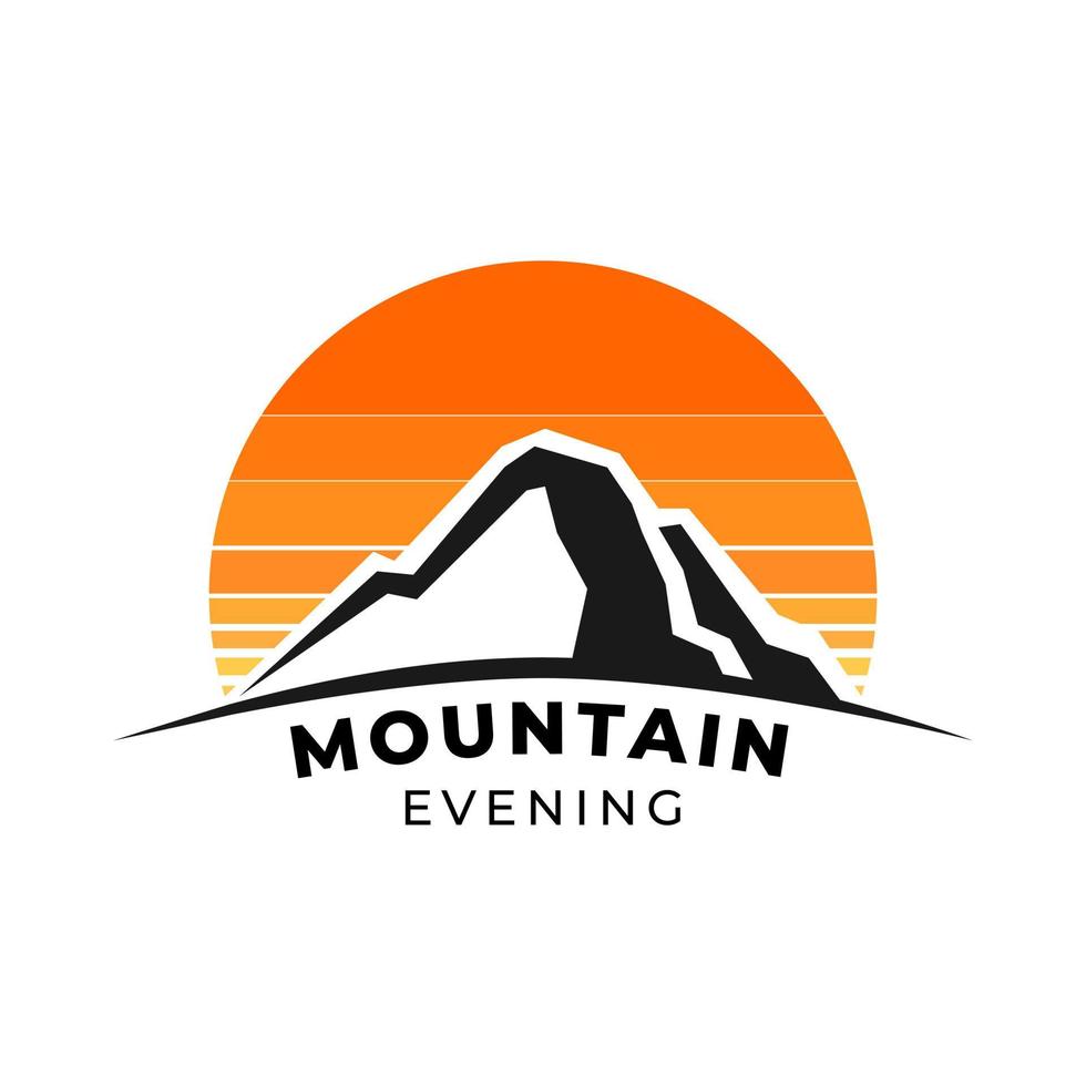 logotyp mall med bergsform med solform bakom vektor