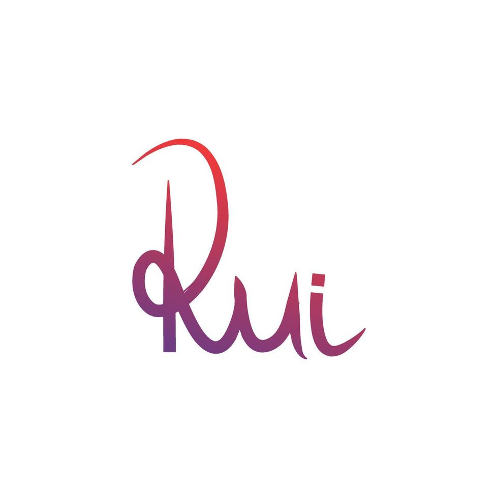 handskriven logotyp mall med initialer rui. vektor