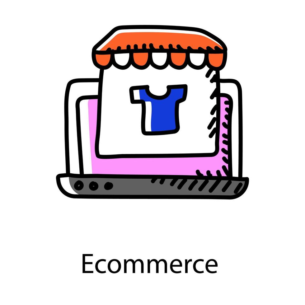 online shop koncept ikon doodle stil av e-handel vektor