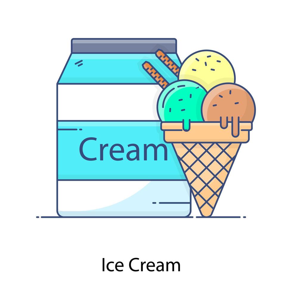 eine flache Ikone des Eiscreme-Dessertvektors vektor